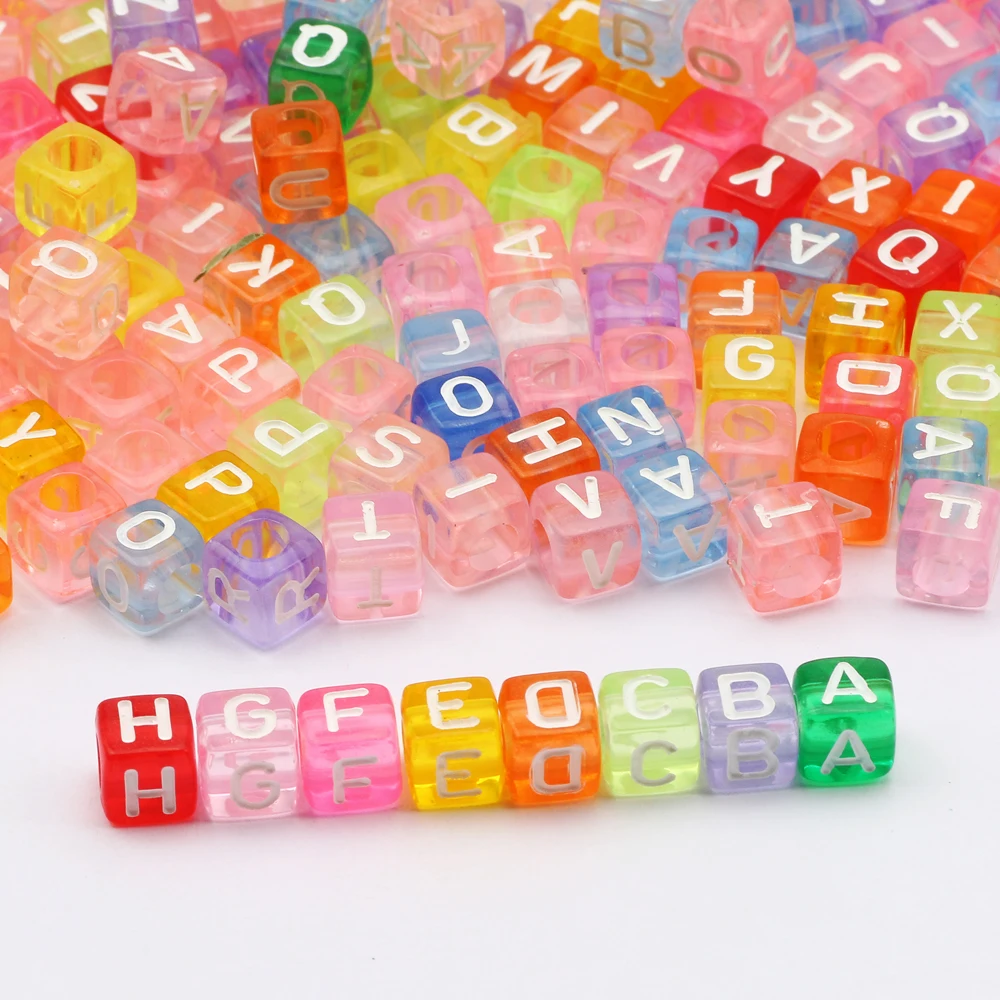 100-300pcs Colorful Square Mixed Letter Beads Alphabet Acrylic Beads For Jewelry Making DIY Bracelet Necklace Accessories