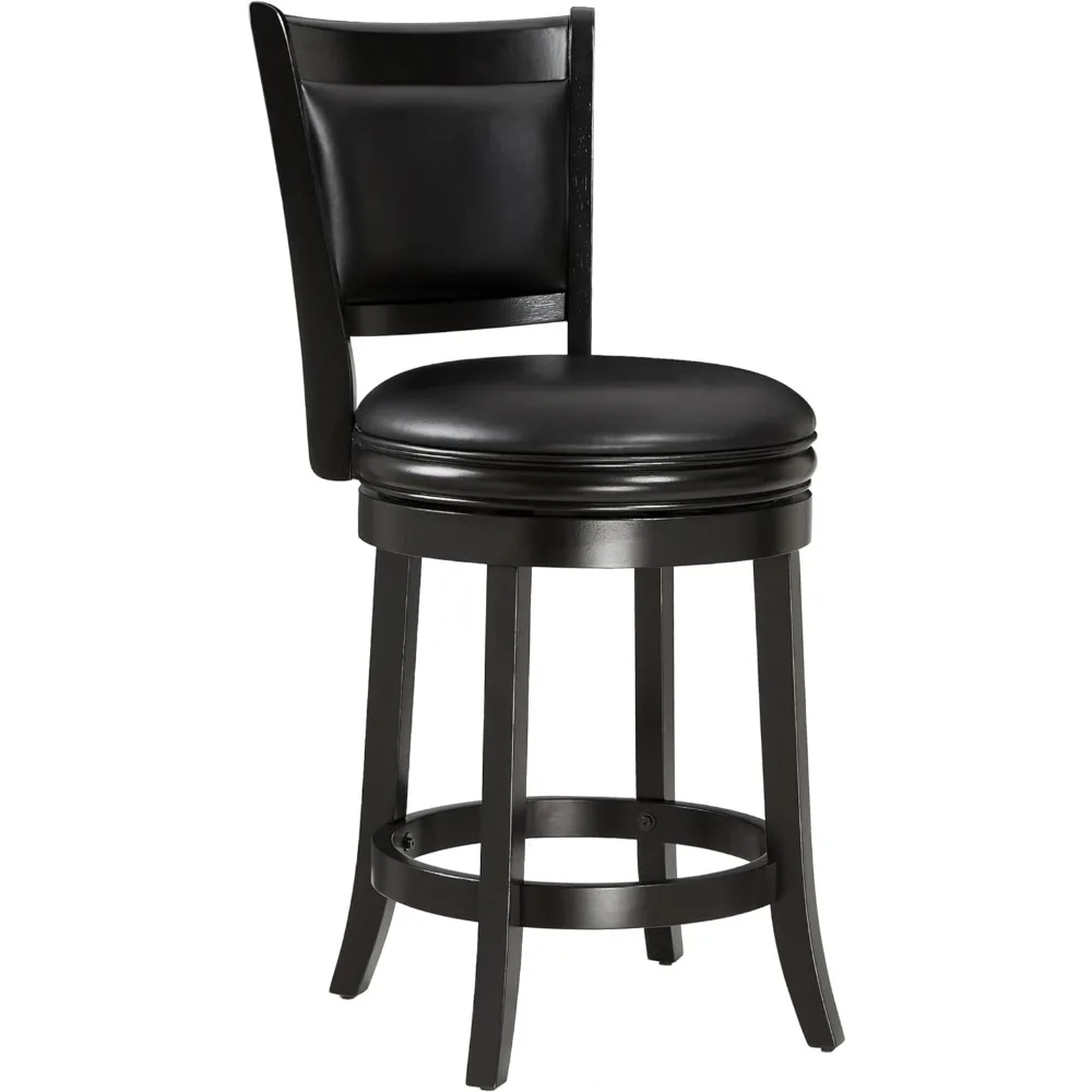 Swivel Counter Height Barstool 24 Inch Seat Height Black Set of 1