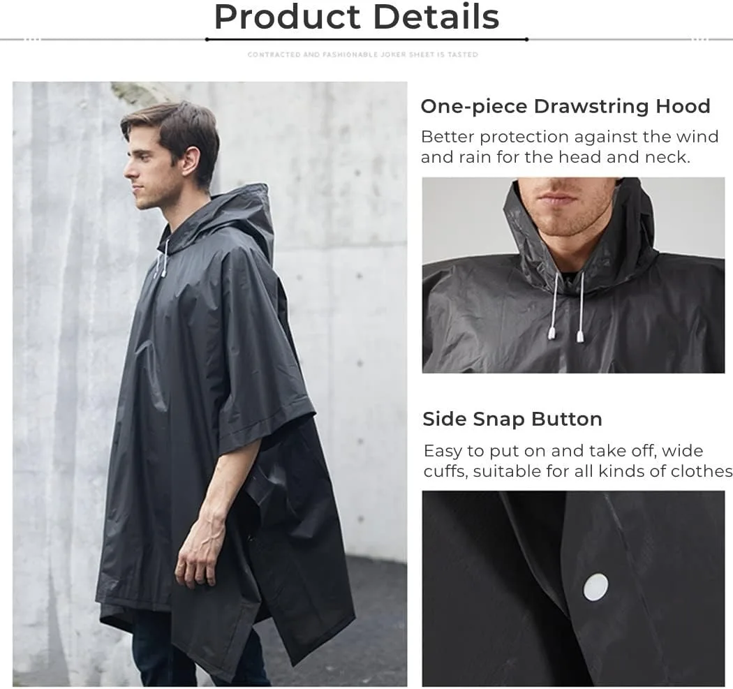 3 In 1 Outdoor Raincoat Hooded Sleeve Waterproof Rain Poncho Motorcycle Rain Cover Camping Hiking Travel Rainwear Tent