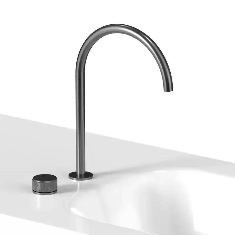 Black Basin Bathroom Faucet Single Handle Two Holes Bathroom Sink Faucet Brushed Hot Cold Sink Tap Rotating Widespread Basin Tap