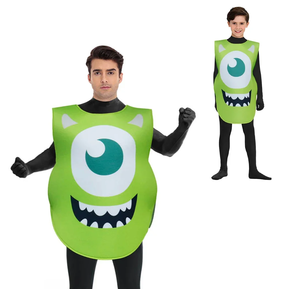 Cosplay Anime Cute Big Eyes Costume Boys Green Monster Printed Sponge Carnival Party Funny Dress Up Halloween Costume