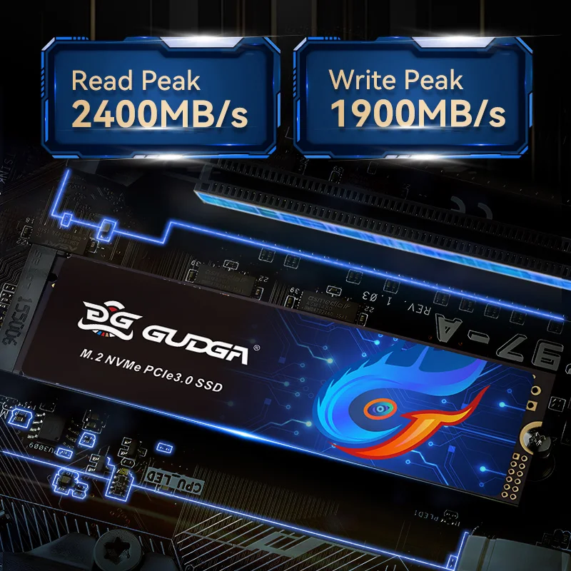 GUDGA SSD M2 NVME 128gb 256gb 512gb 1TB PCIe 3.0 M Key Gen3*4 Internal Solid State Hard Drive 2280 For Laptop Desktop Compuer