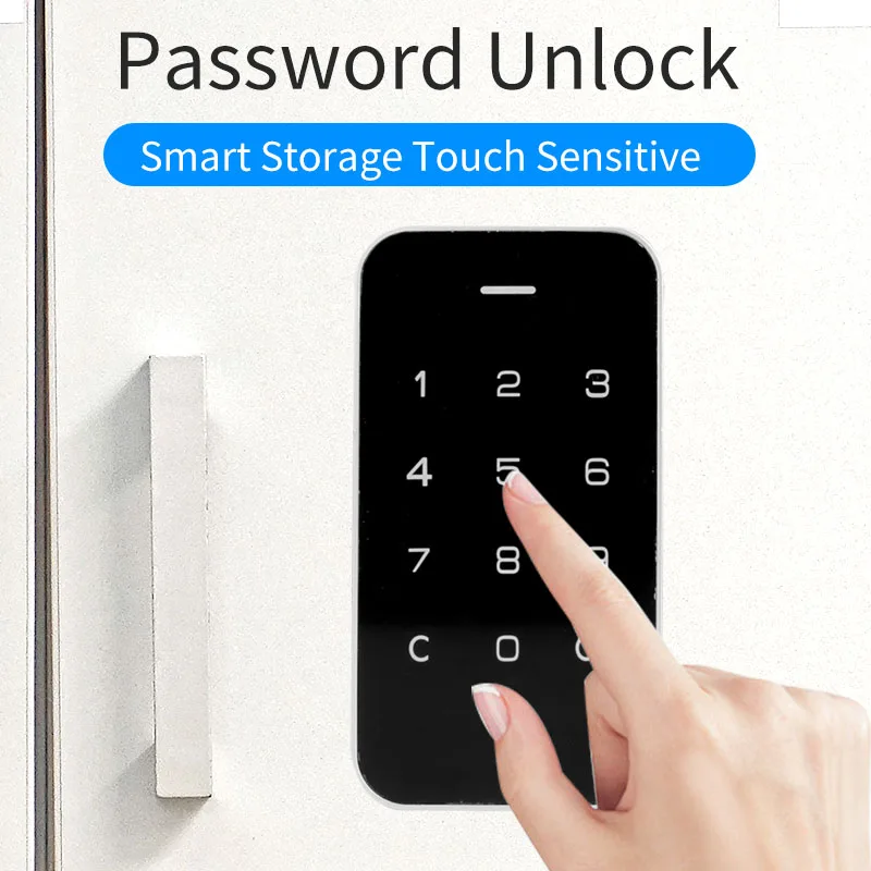 Smart Touch Keypad Electric Password Metal Drawer Lock Digital Code Unlock No Hole Cabinet Furniture Lock Black