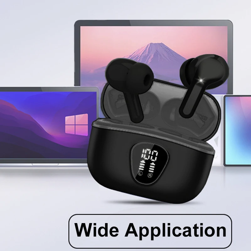 UYUXIO BT5.4 Wireless Ear Buds with LED Display HiFi Stereo Earbuds Headphones with IP7 Waterproof ENC Noise Cancelling Earphone