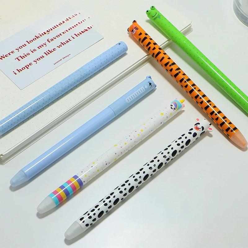 9pcs Animal Shaped Erasable Gel Pens, 0.7Mm Fine Point, Blue Ink,Built-In Eraser,Perfect for Note-Taking Writing,Office Supplies