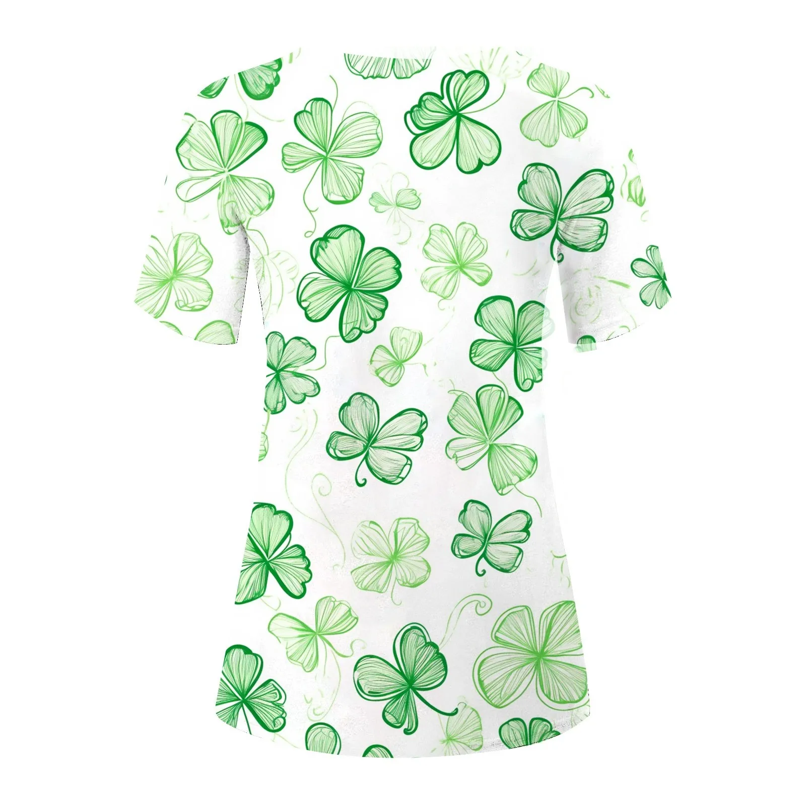 Women's Saint Patrick's Day Printed T Shirt With Irregular Hem And Button Womens Summer Tees Short Sleeve Crewneck T-Shirts