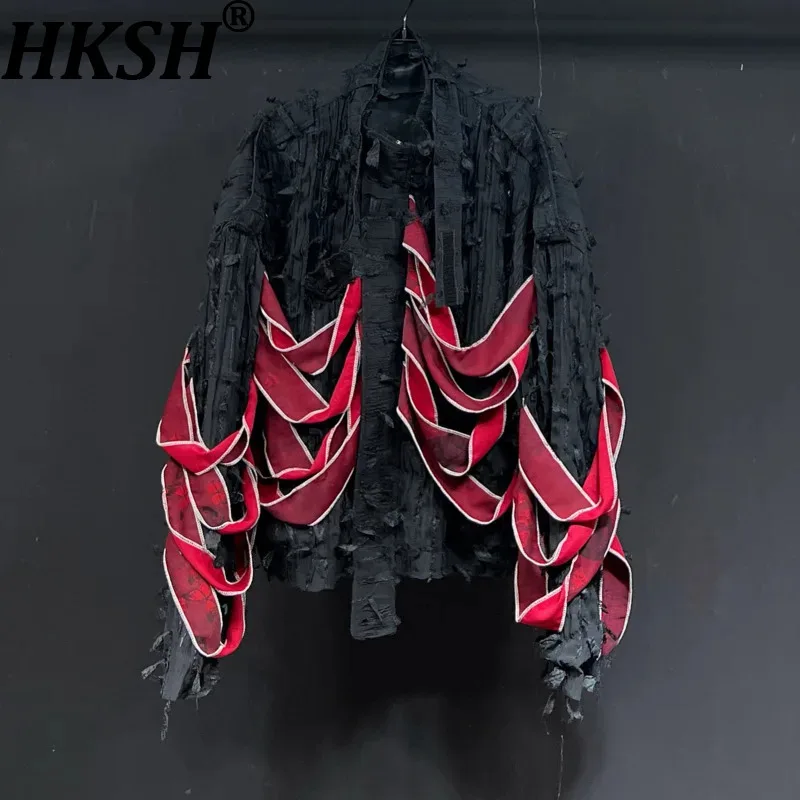 HKSH Spring Summer Autumn New Men TideTextured Windbreaker Ribbon Design Stand Collar Windproof Chic Ins Coats Dark Vibe HK22743
