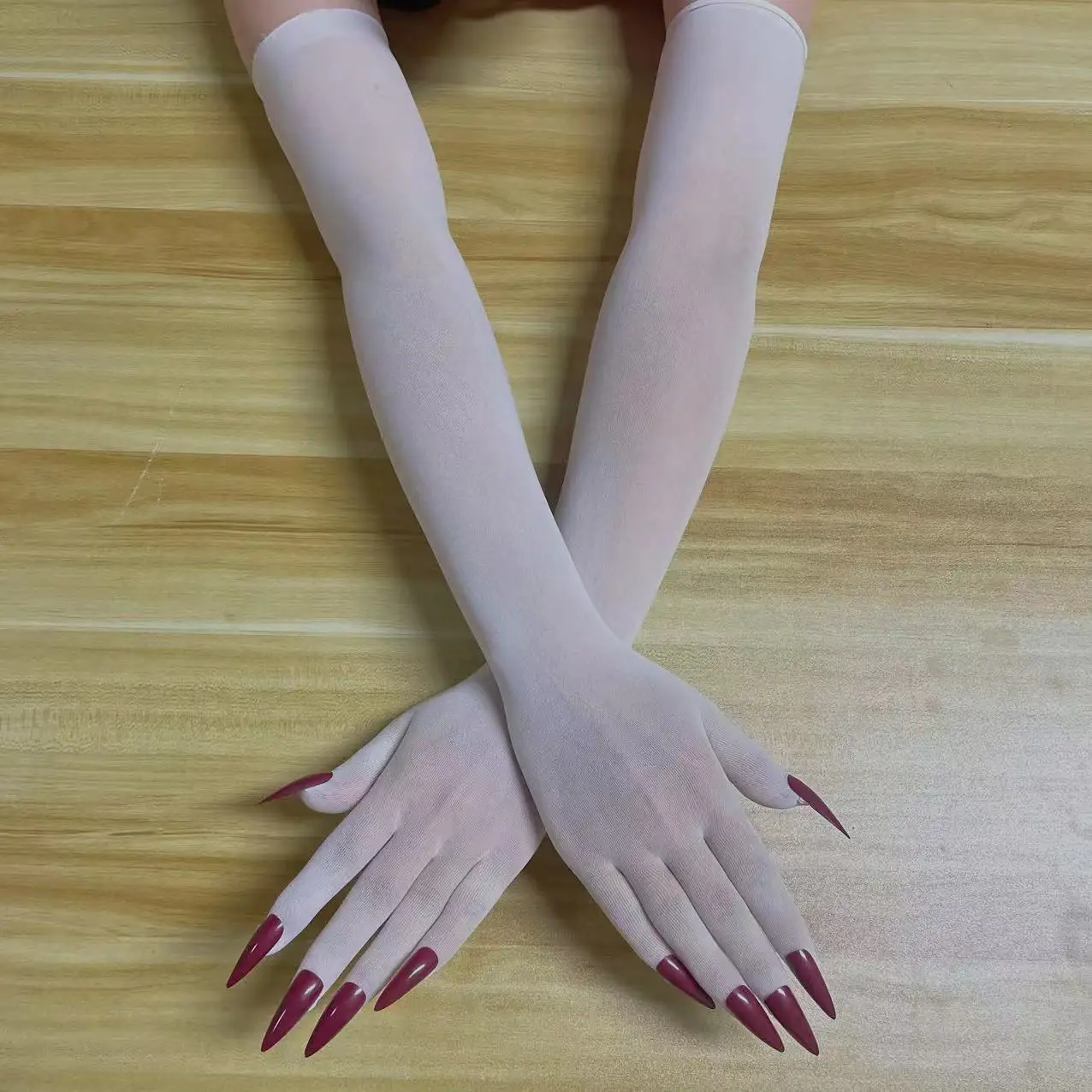 1 쌍 만찬 얇은 통기성 남성 여성 선 스크린 스타킹 긴 장갑 네일 아트 페티쉬 크로스 드레싱 의상 남성용
