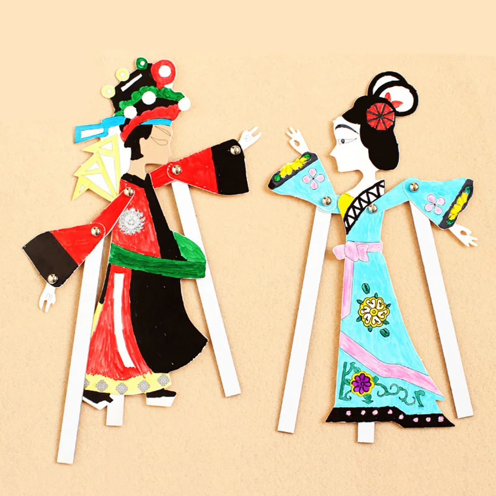 4Pcs Traditional Chinese Shadow Puppet DIY Art Set Premium Recycled Paper for Parent-Child Crafting