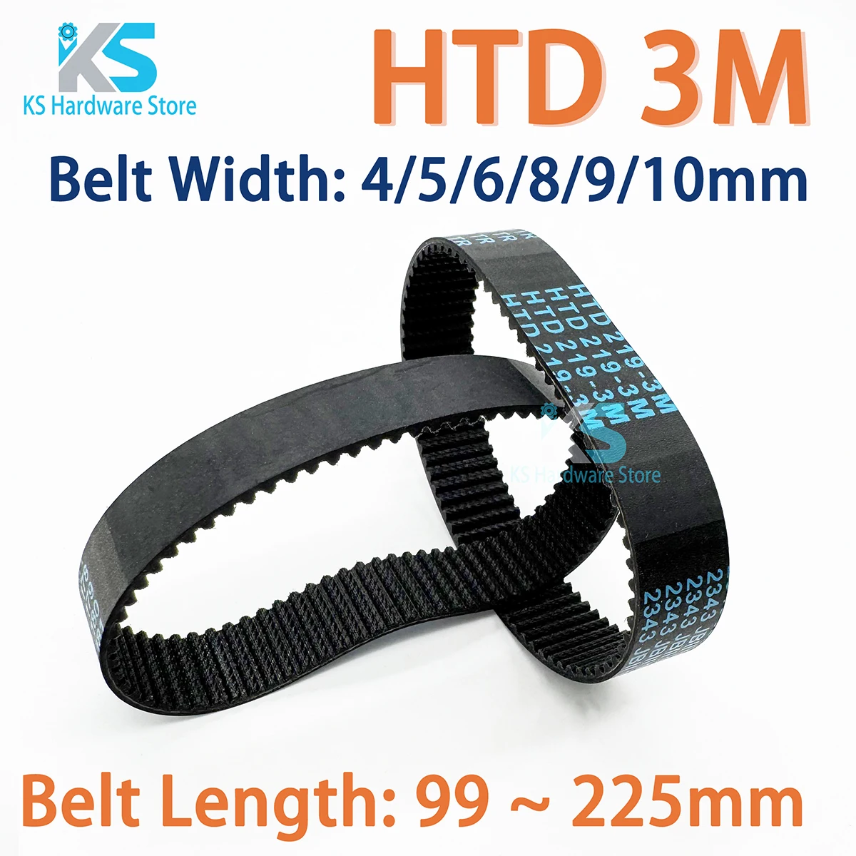 Correa dentada HTD 3M, bucle cerrado, longitud de goma 99/105/114/120/117/123/126/129/132/135/138/147/153/165/216 ~ 225mm de ancho 4/5/8/9/10mm