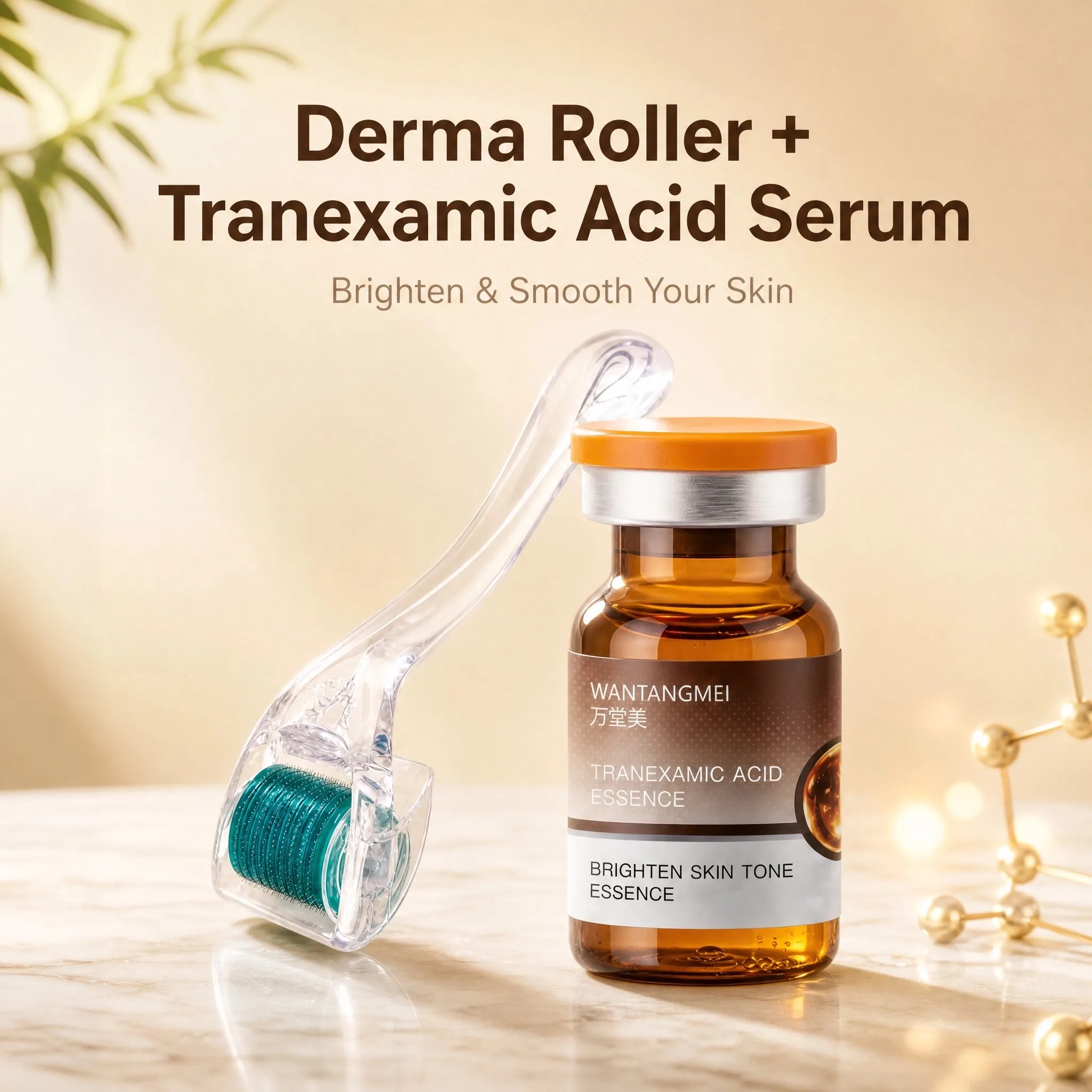 WANTANGMEI Tranexamic Acid Improves Dark Sinking and Brightening Skin essence with 0.25mm Microneedle Roller, 2/12 Sets