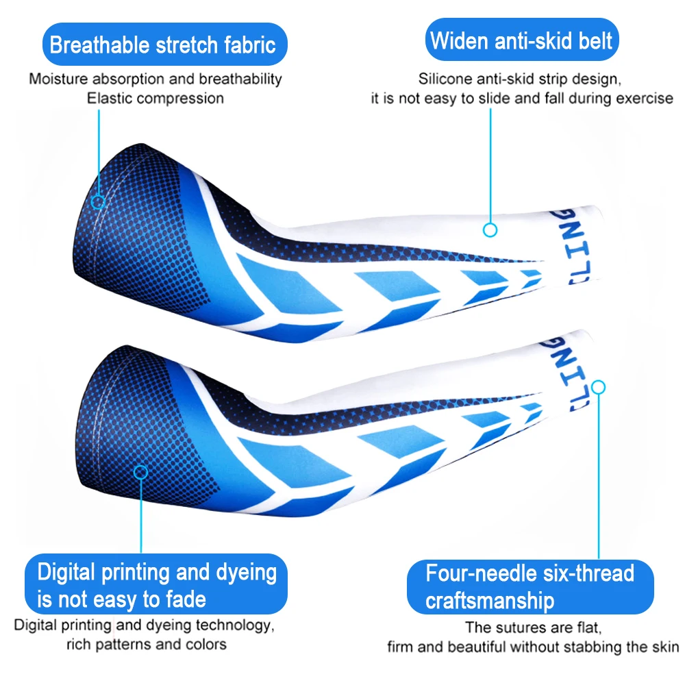 1Pair Sports Cooling Cycling Arm Sleeves Anti-UV Protection Elastic Arm Cover for Driving Running Basketball Football Golf