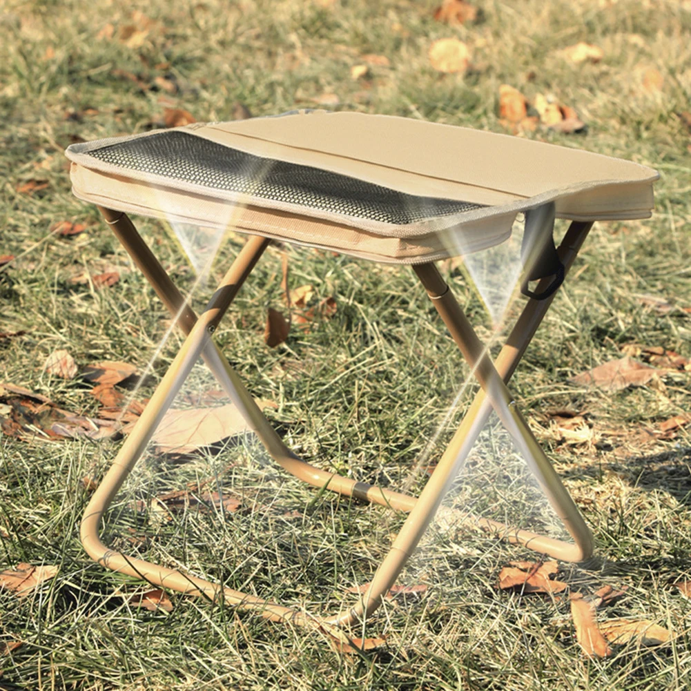 Tabouret de pêche Portable d'extérieur avec sac en filet, chaise de rangement intégrée, résistant à l'usure pour pique-nique, jardinage, barbecue, randonnée