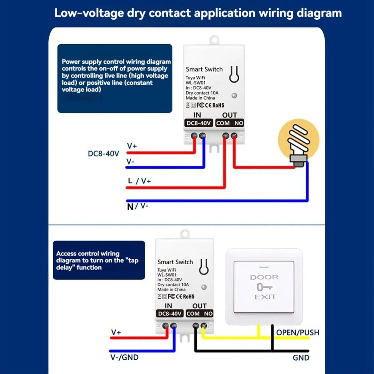 Super Sale Tuya Smart WiFi Dry Contact Switch Module 10A Home Universal DIY Breaker Relay Work with Smart Life Alexa DC 8-40V