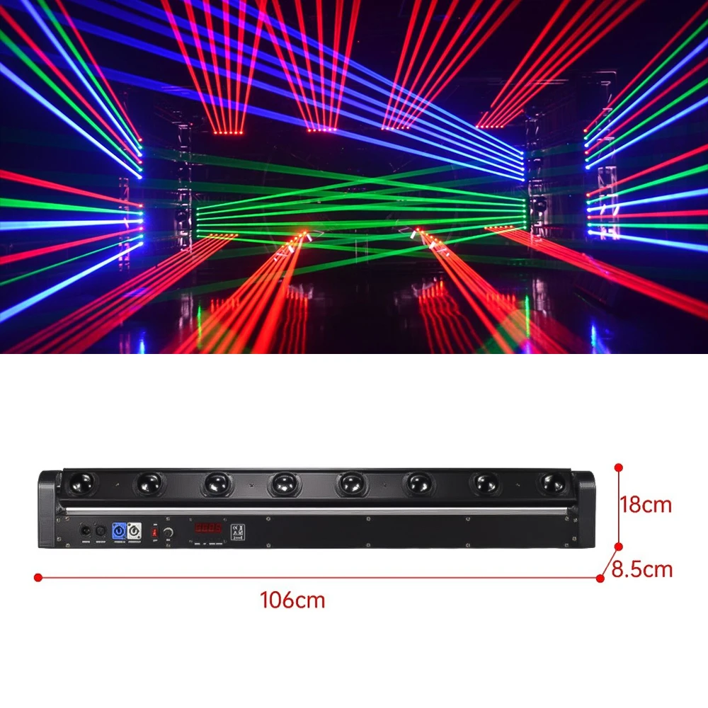 Imagem -06 - Rgbw Movendo a Cabeça Luzes Led Feixe Dmx512 Controle Multicolorido Barra de Luz Palco Iluminação Profissional para dj Disco Festa 8x15w