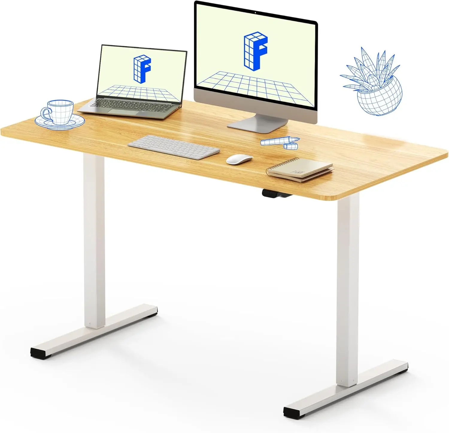 

FLEXISPOT Standing Desk 48 x 24 Inches Whole-Piece Desktop Height Adjustable Desk Electric Sit Stand Up Desk Home Office Desks