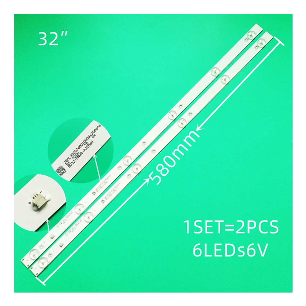 New products, 2 pieces/ Batch, 6 LEDs, 6V, 580mm, suitable for 32 inch flash