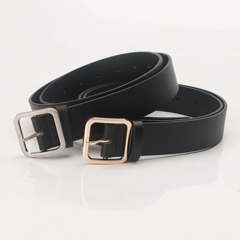 Korean Style Simple Square Buckle Hundred Take Fashion Ladies Belt Dress Coat Decor Belt Gold Silver Buckle Belt Wholesale