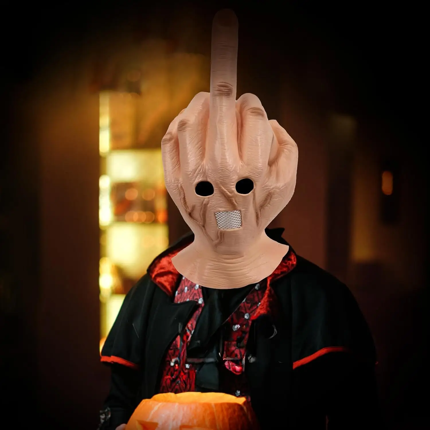 Experience Laughter With Funny Mask For Adult Halloween Costumes Featuring Realistic Middle Finger
