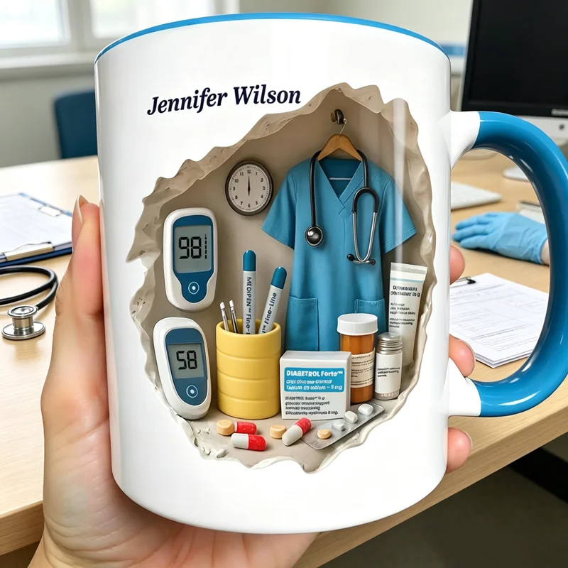Tazza da caffè in ceramica personalizzata per la Festa dell'infermiere, con nome personalizzato, un regalo ideale per infermieri, medici e operatori s