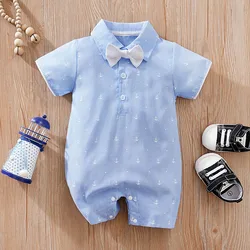 Newborn Baby Boy Minimalist Clothes Short Sleeve Outfit Infant Clothes Toddler Jumpsuit Costume Lovely Fashion White Preschool