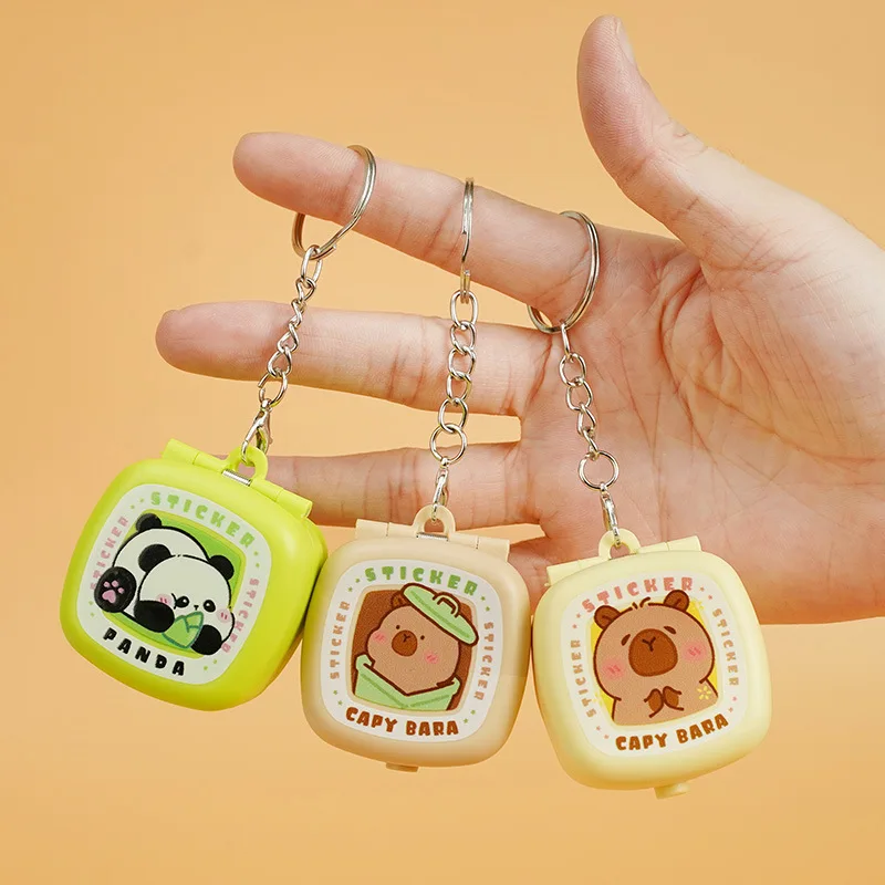 Plastic Sticker  Animal Themed Sticker Dispenser Keychain Stress Relief  Bright Colored Mini Sticker For Everyday Key Chain