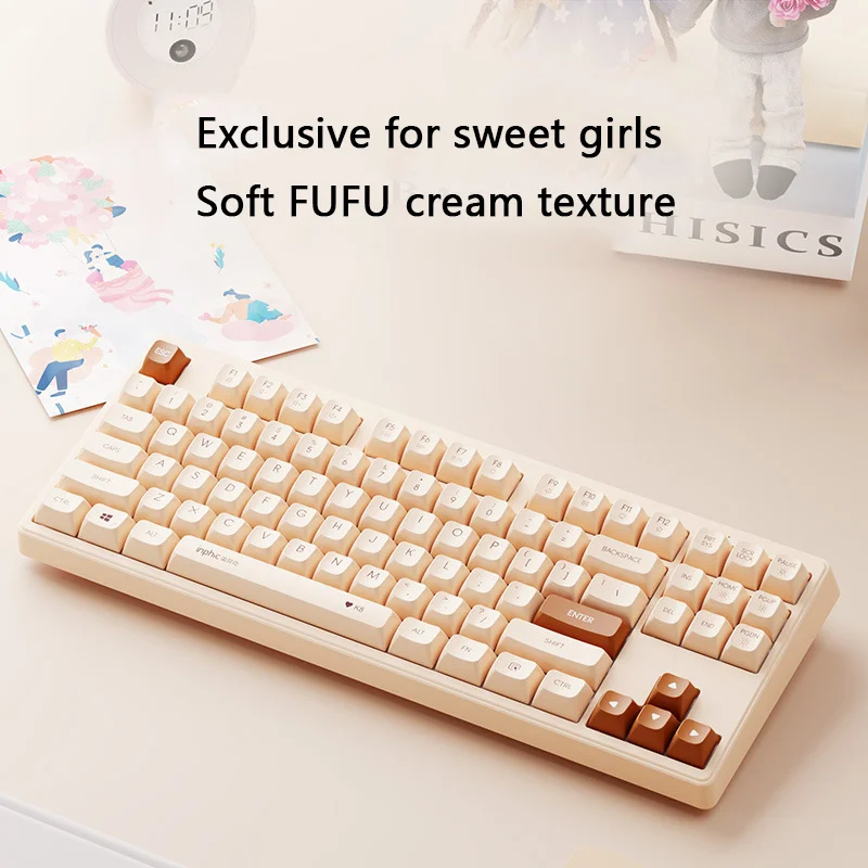 K8 Wired Keyboard Cute Computer office keyboard 87 Keys Fashion Keypad for Business Home Quiet Gaming Luminous Girl Keypad