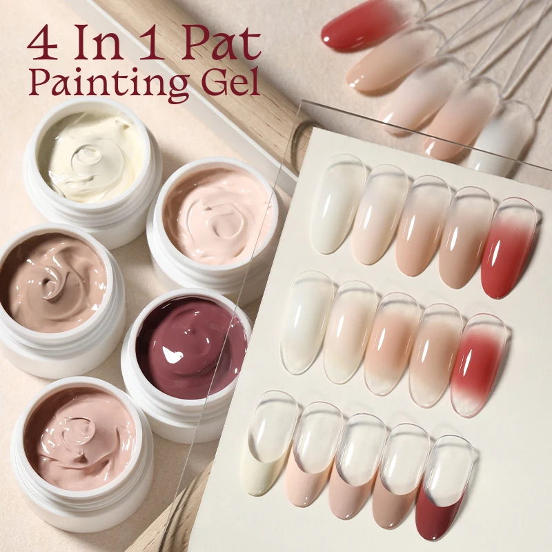 UR SUGAR 4 In 1 Pat Painting Gel Nail Nude Pink Color Painting Liner Nail Art Used For Gradient Cover Edge Nail Stamping Pattern