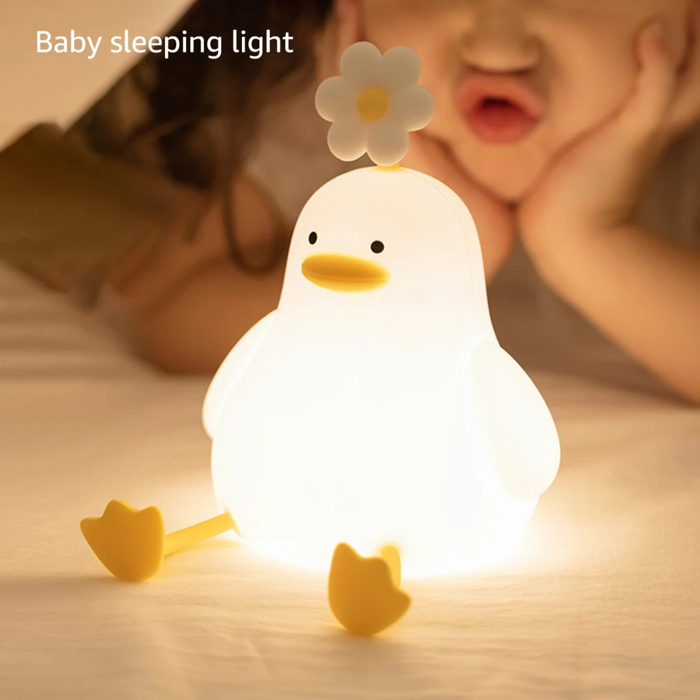 Veilleuse LED en forme de canard mignon, aste par USB, lampe en silicone, interrupteur tactile, décoration de chambre d'enfant, cadeau d'anniversaire