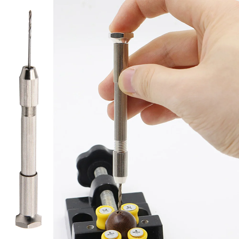 Single Head Hand Twisted Diamond Holder 20pc Small Drill Bit Set DIY Drill Manual Hole Open Cultural Play Amber Walnut Tool