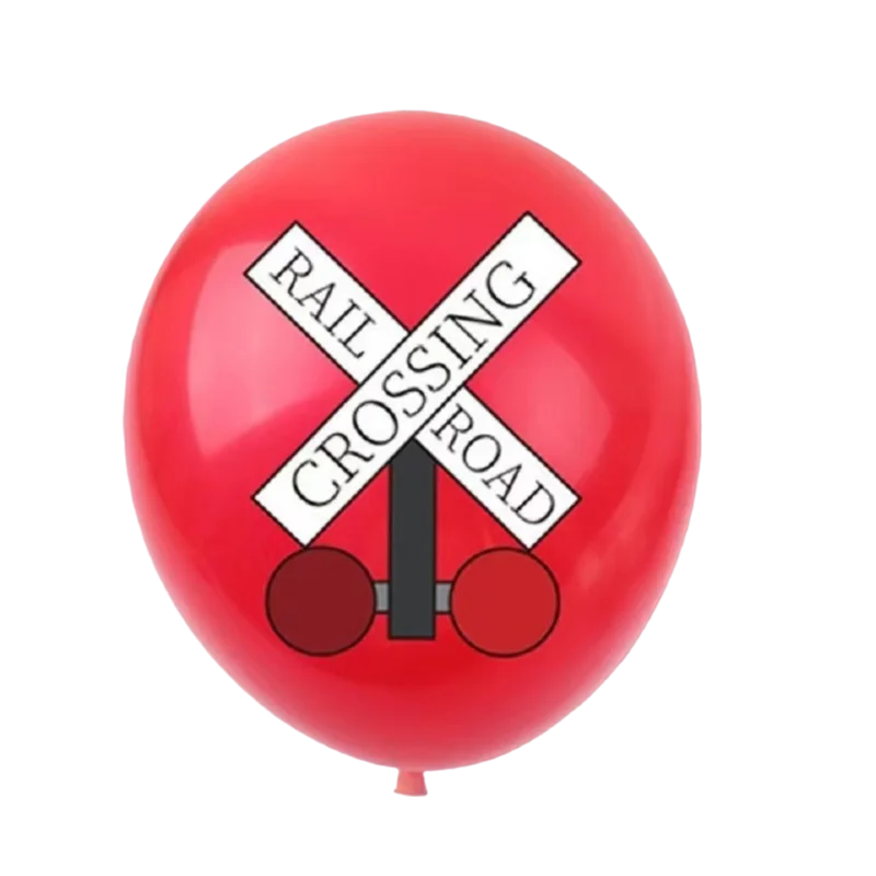 15 Stück Eisenbahnübergang Zug Luftballons Set 12 Zoll Latexballons Zug Geburtstag Verkehrszeichen Partydekorationen Zubehör – Detail 2