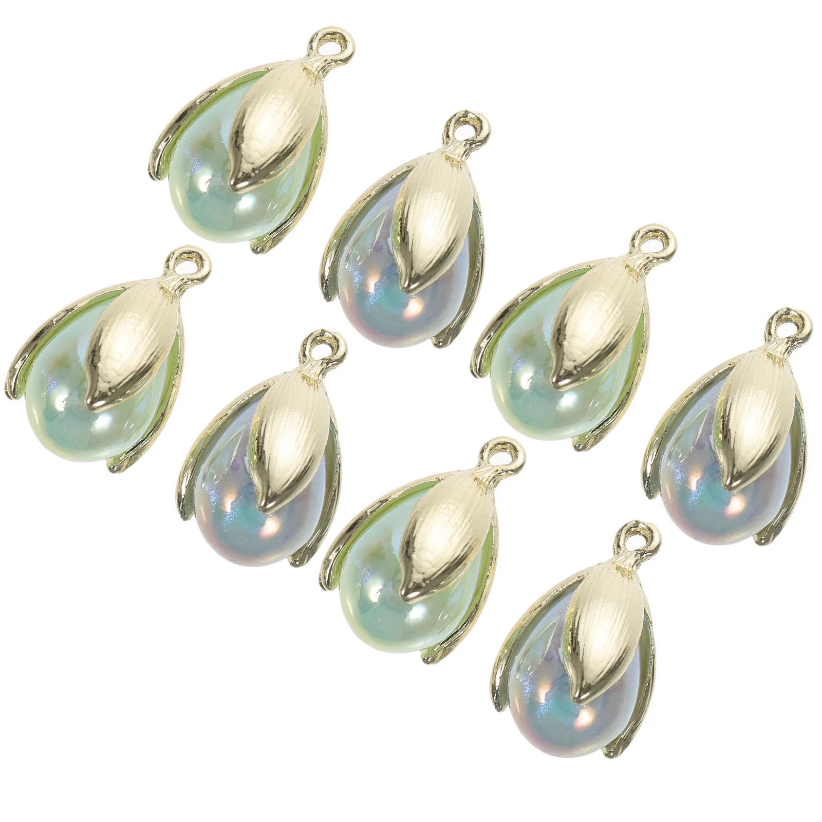 8Pcs Bead Pendants Mixed Color DIY Jewelry Making Charms Necklace Earrings Accessories Tulip Shaped Charms