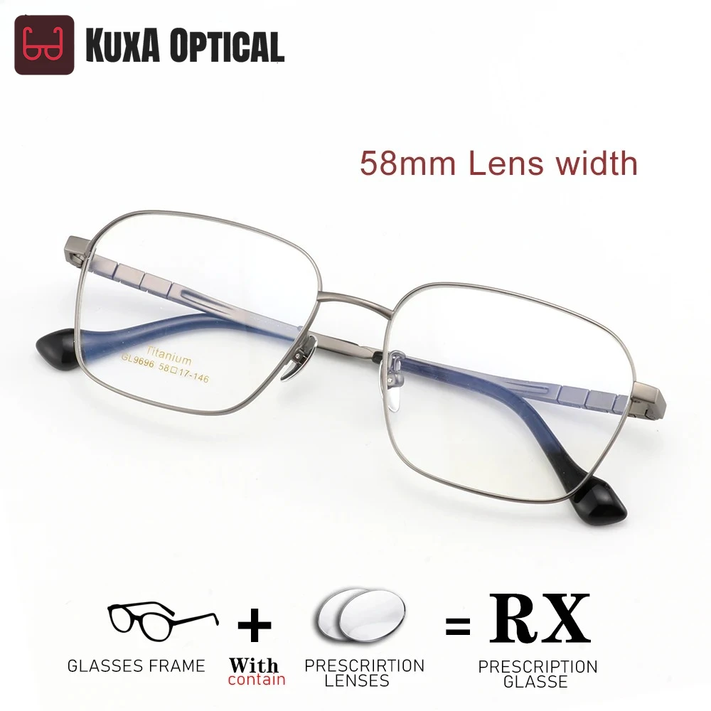 

KUXA Wide Eyeglasses Pure Titanium Men Prescription Glasses Myopia Hyperopia Eyeglasses Progressive Distance Great Wall Spring