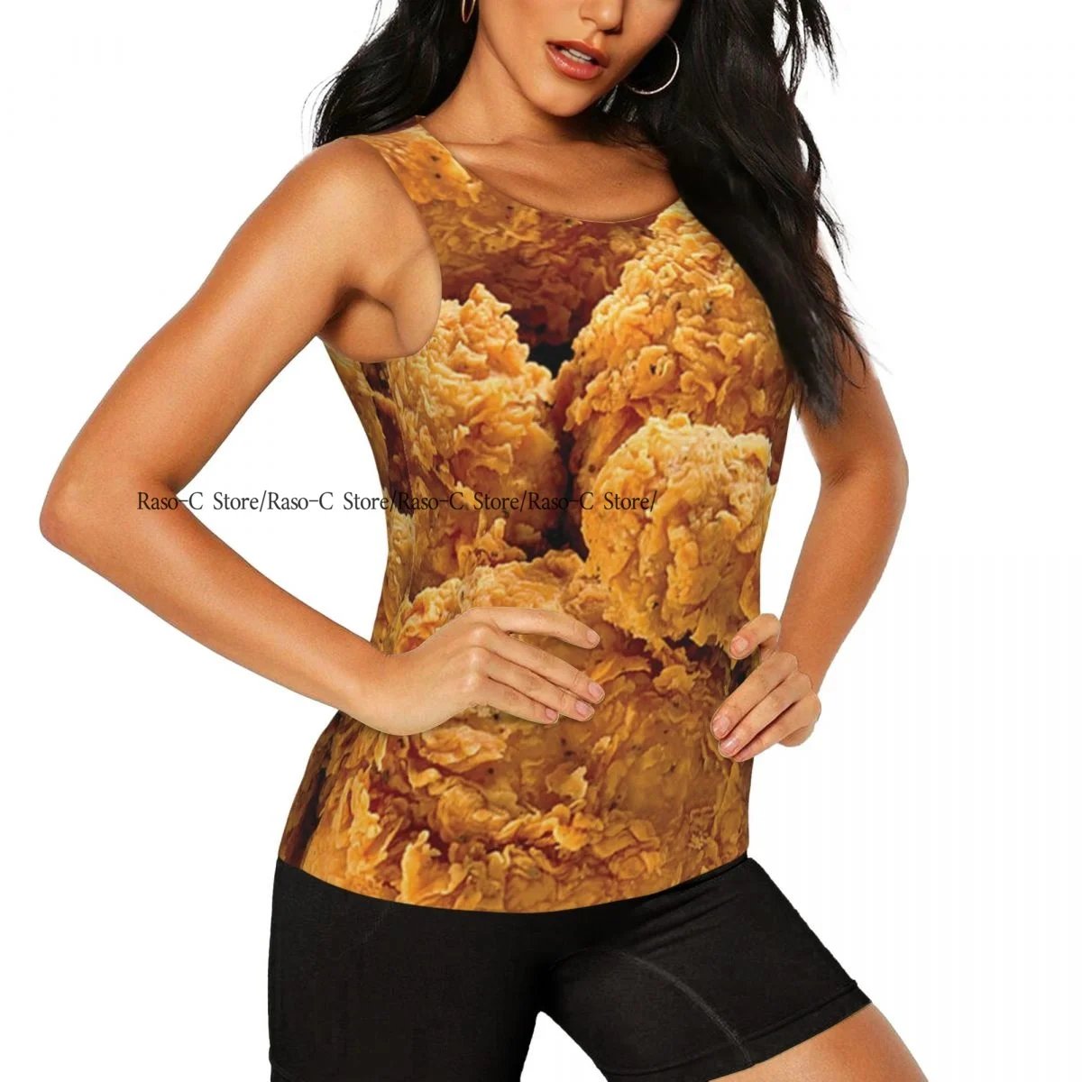 Women Fitness Sexy Yoga Vest Fried Chicken Gym Sports Top Tank Female