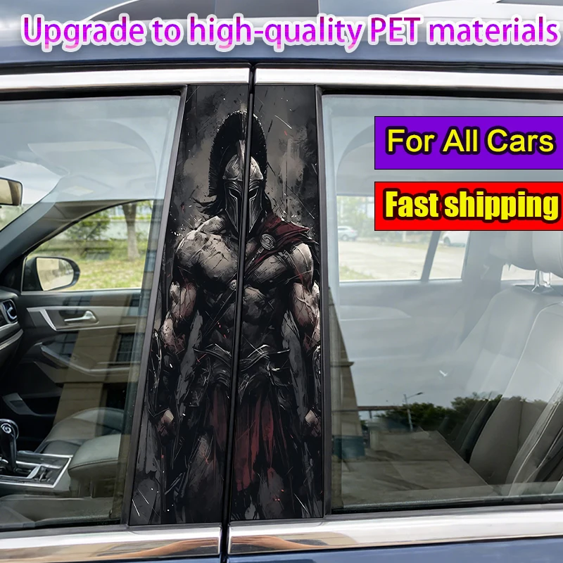 

2pcs Warrior Car Sticker Self-Adhesive B-Pillar Decorative Vinyl Sticker for Cars