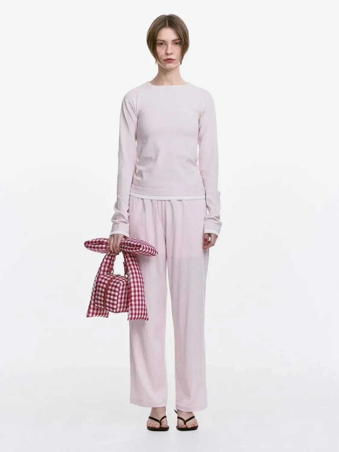 IMU Japanese Commuter Casual Pants Spring and Summer 2026 Women's Elastic Waist Wide-leg Pants Trousers Female Loose Sweaters To