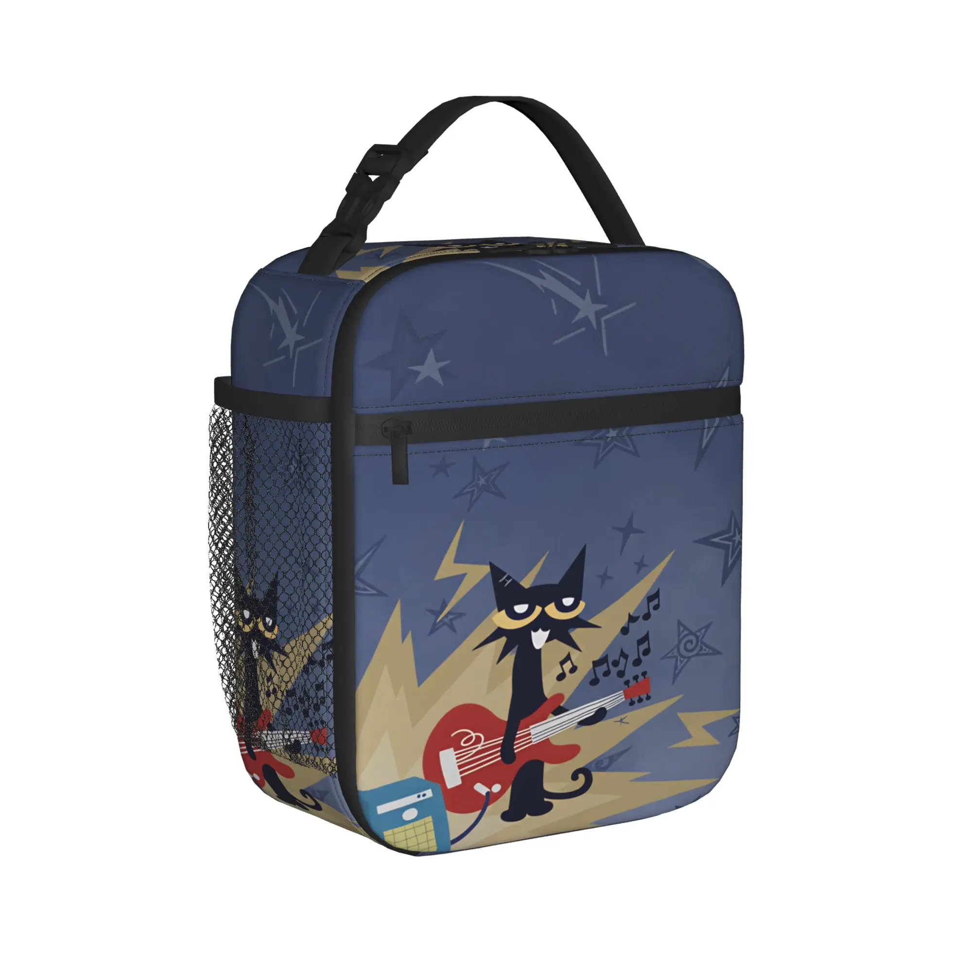 Pete The Cat Stars Comic Lunch Bag  Aesthetic Lunch Box School Portable Tote Food Bags For Women Waterproof Graphic Cooler Bag