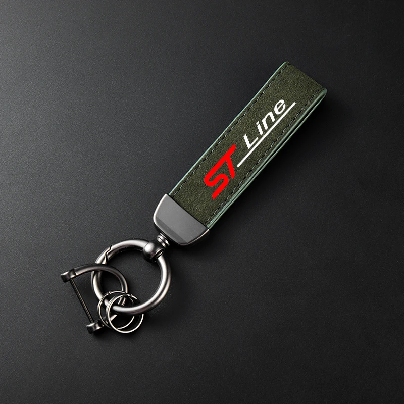 For Ford ST Line Kuga MK3 MK2 MK4 S Max Focus High-Grade Leather Suede Keychain Car Sport Key Ring With Horseshoe Buckle - view 5