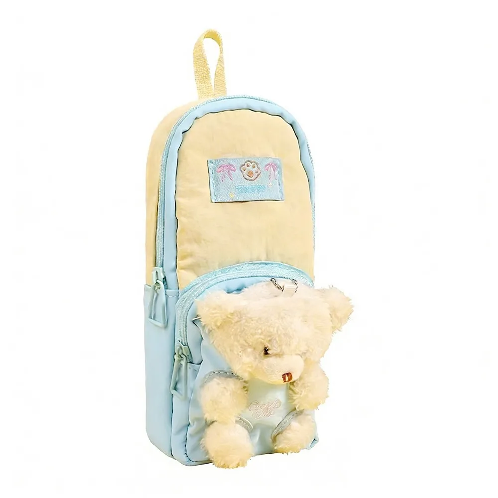 

Уникальный большой вместительный пенал с медведем, мультяшный дизайн, прочная сумка-карандаш на молнии, эстетический стиль, милая сумка-ручка с животными, идея подарка