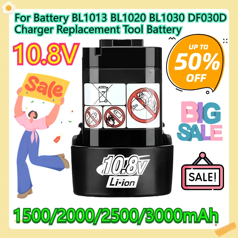 

For Battery BL1013 BL1020 BL1030 DF030D Charger Replacement Tool Battery 10.8v