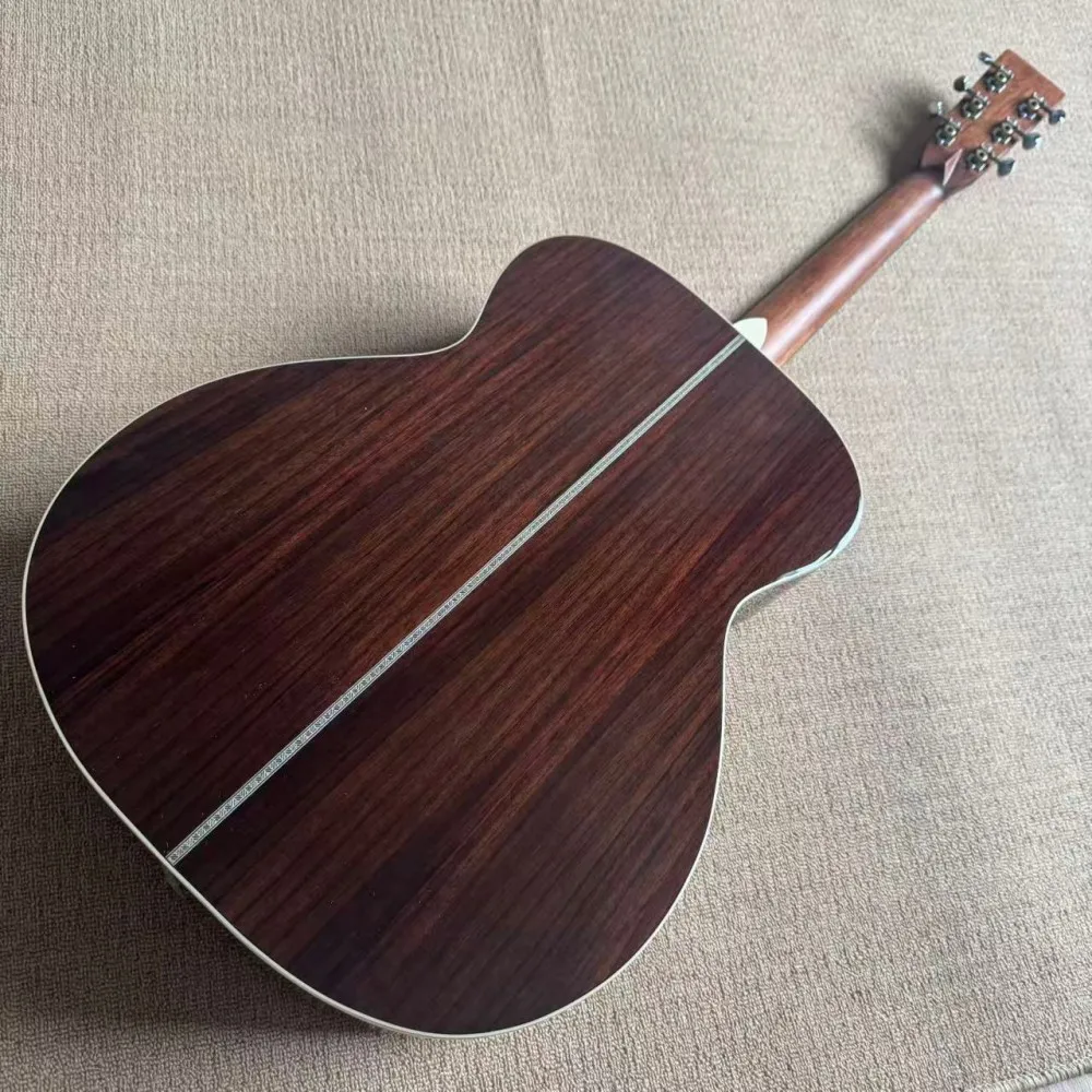 High Glossy Without Signature OM Series Acoustic Guitar, Solid Spruce Top, Bone Nut, 20 Frets
