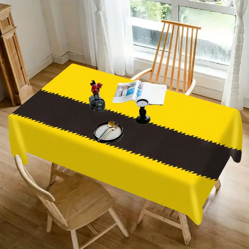 Yellow Black Chevron Striped Tablecloth Table Runner Chic Dining Decor Centerpiece Table Cover for Home Party Kitchen Utility De