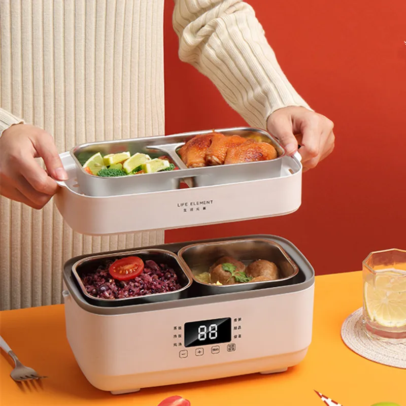 

Plug-in Electric Lunch Box Insulation Lunch Box Portable Heated Lunch Box Double Stainless Steel Liner 1.5L