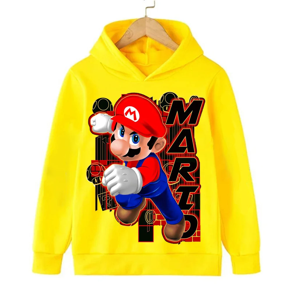 Gra Super Mario bros Bluza z kapturem dla dzieci Topy z długim rękawem Chłopcy Ubrania Dziewczynki Dziecko Kreskówka Moda dziecięca Wiosna Jesień Bluza