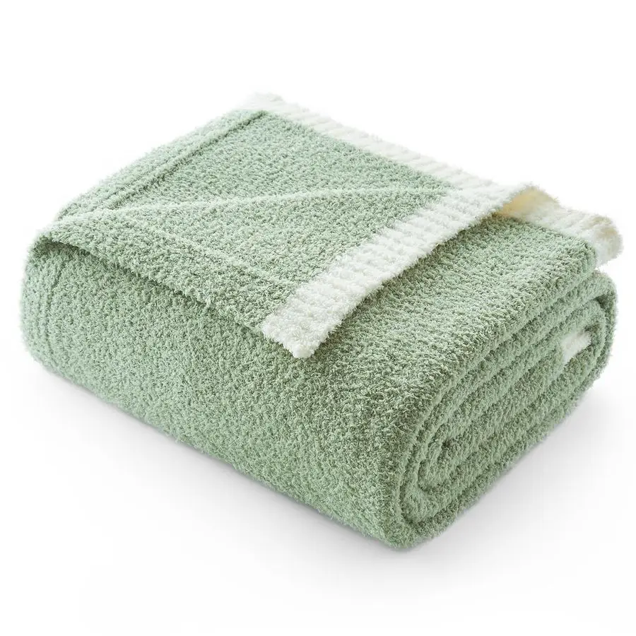 

Ультрамягкий плед для дивана, кровати, софы 50x60 дюймов, двусторонний, цвета шалфейно-зеленый, из микрофибры, пушистый, уютный, вязаный плед.