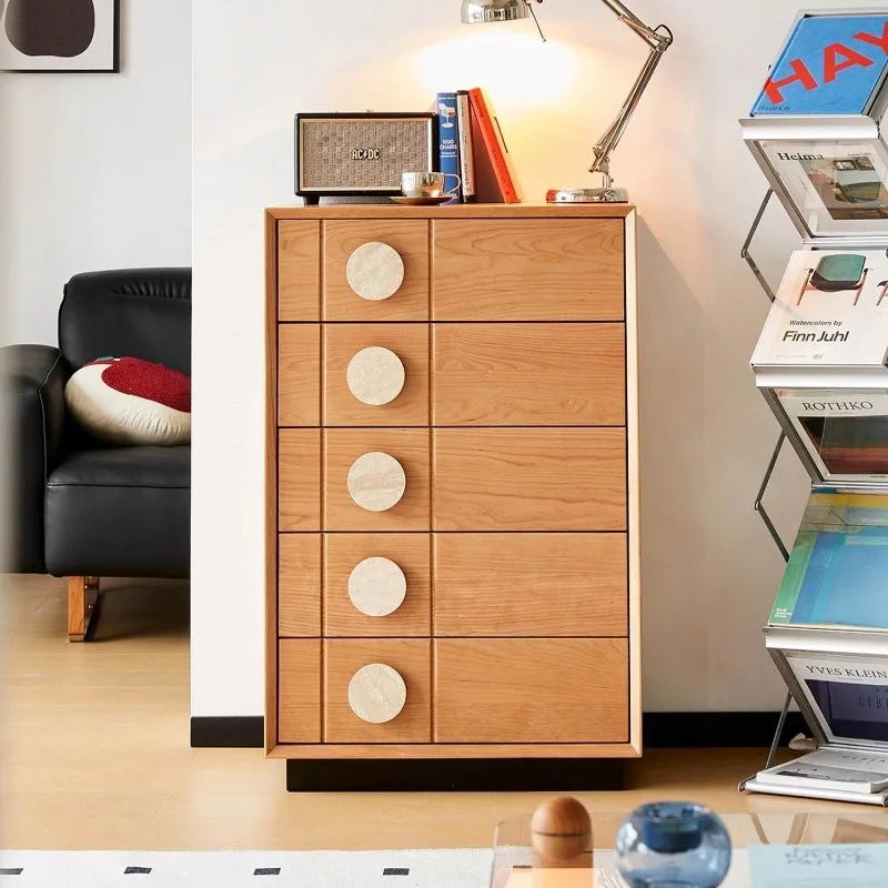 

Chest of drawers vintage style bedroom living room cherry wood small apartment storage solid wood chest of drawers