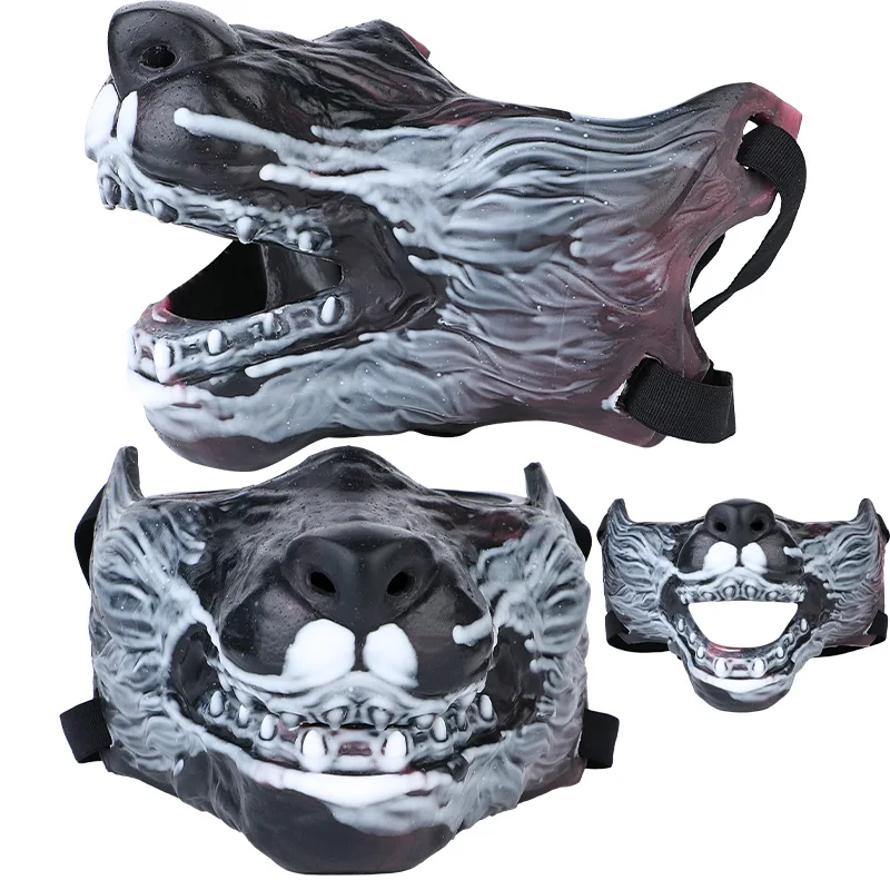 LUUK Wolf Mouth Mask Oral Sex Aids Half Face Breathable Silicone Sex Mask Couples' sex Toys Penis Stimulation Oral Sex Mask 18+