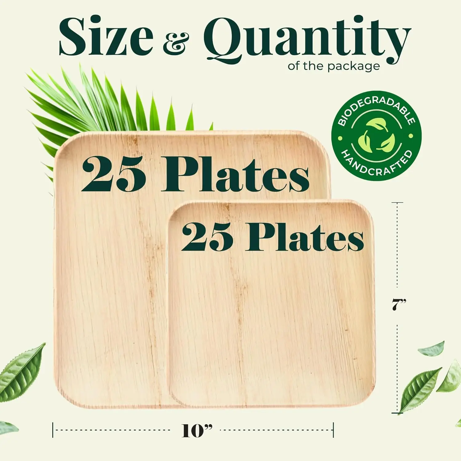 Disposable Party Appetizer Cooked Food Plate, Palm Leaf Material Can Be Stacked and Biodegradable Disposable Tableware, Suitable for Holiday Parties and Parties