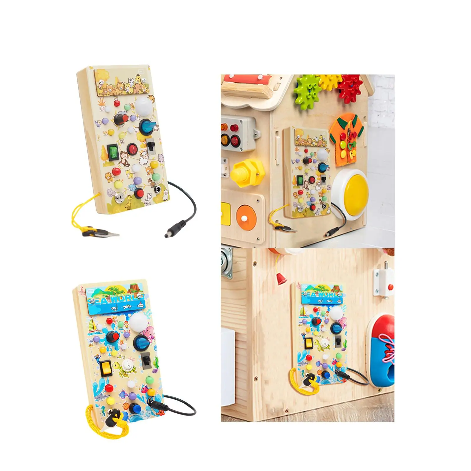 Montessori Busy Board com Music Activity Board, Musical Sensory Board, brinquedo sensorial de madeira para festa, berçário avião, presentes pré-escolares