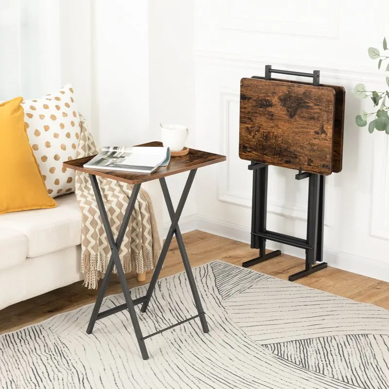 

Set of 2 Collapsible TV Trays, Perfect for Dining in Small Areas, Ideal for Use on The Couch Or in Bed, Easy to Put Together